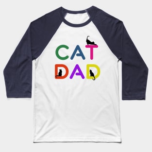 Funny Cat Dad Rainbow Graphic Design Baseball T-Shirt